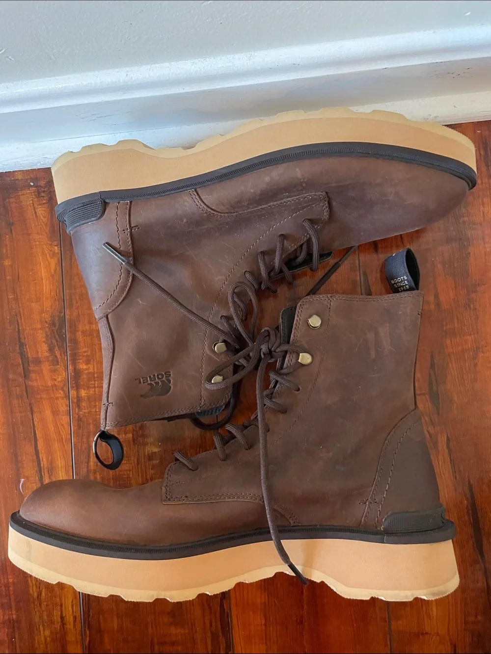 Sorel High Line Combat Boots Men's Brown Leather Lace-Up Chukka